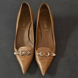 Prada Women's Tan Leather Heels